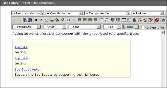 Action Alert List Component #2