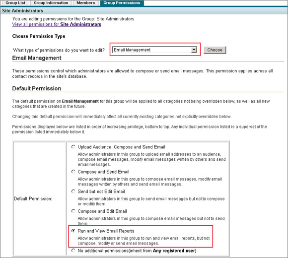 Email Report Permissions