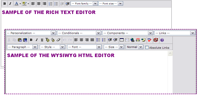 Samples of the Rich Text Editor and WYSIWYG HTML Editor
