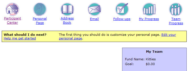 Sample of the Participant Center Classic Default Page
