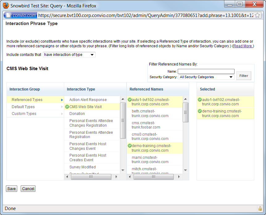 Add Web Site Visit Interaction Clause