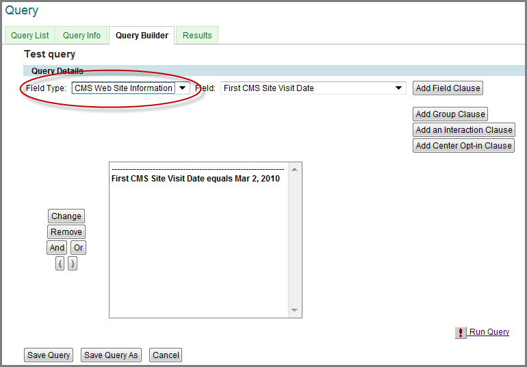Query Builder - Add Field Type