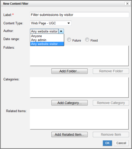 Content Filter Dialog