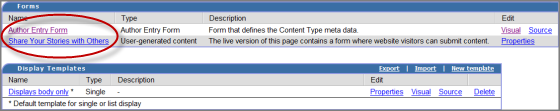 Create Content form listed in content type administration pa