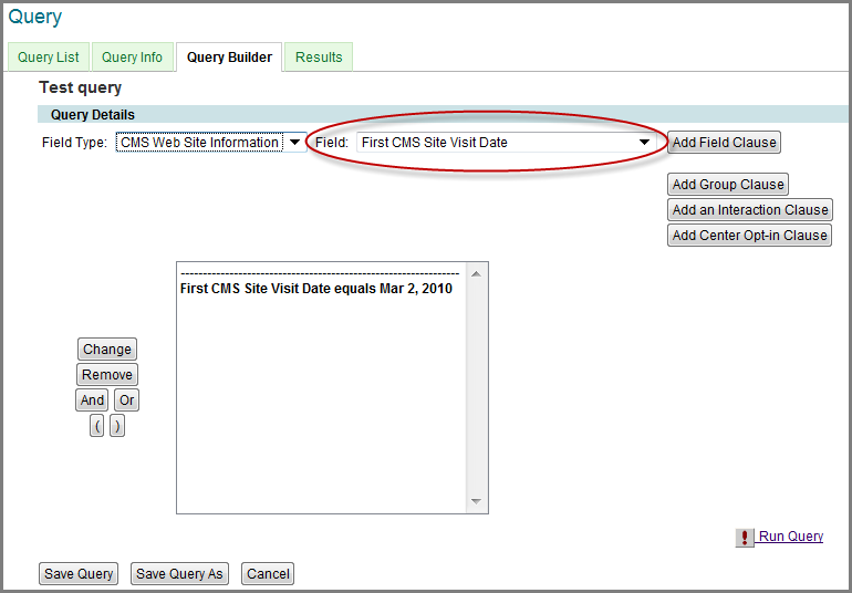 Query Builder- Add Field