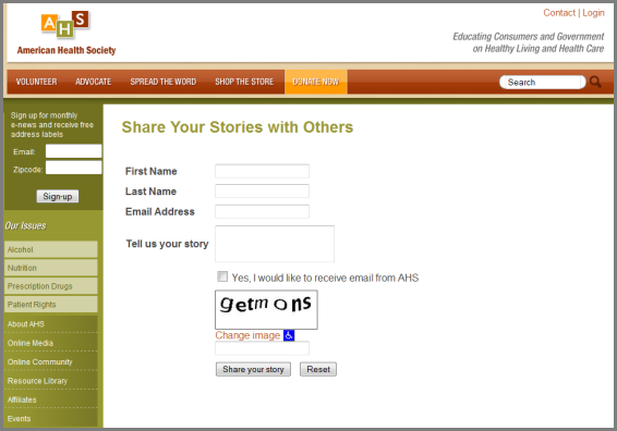 User Submission Form